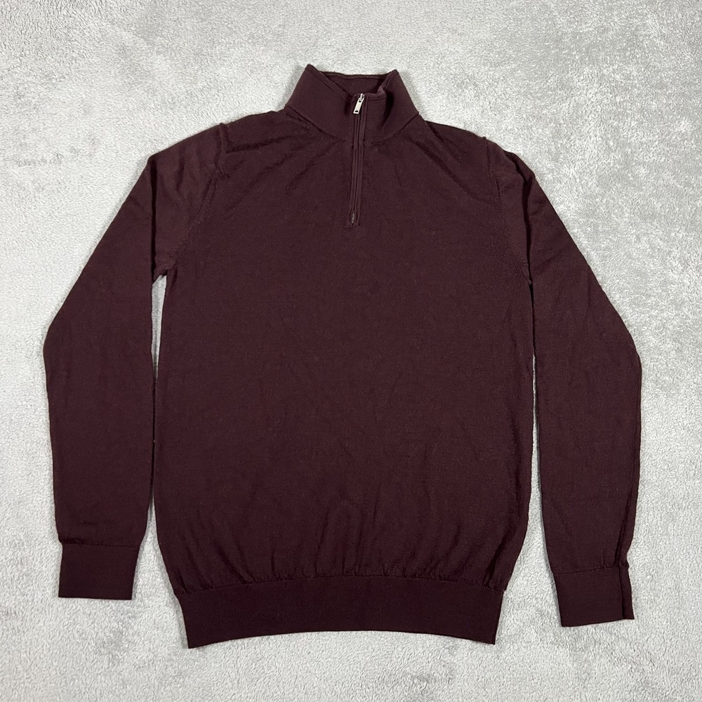 Reiss Men's Quarter Zip Up Sweater - Dark Brown